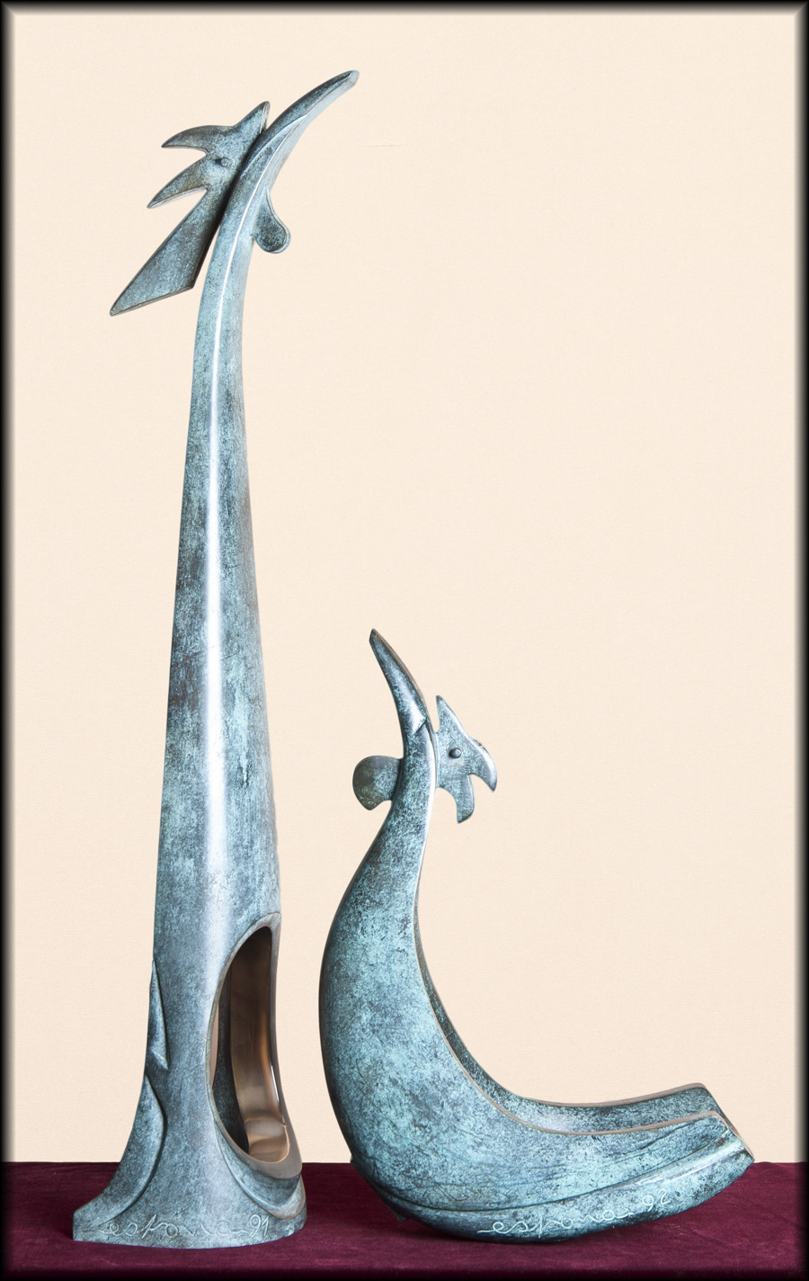 Gallo y Gallina, escultura de Vicente de Espona